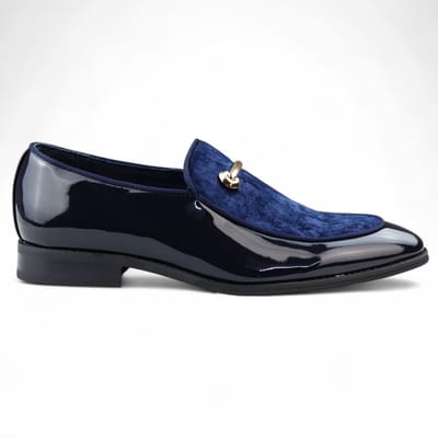 Heren Smart Blue Loafers Leren Gevoerde Fluwelen Instappers