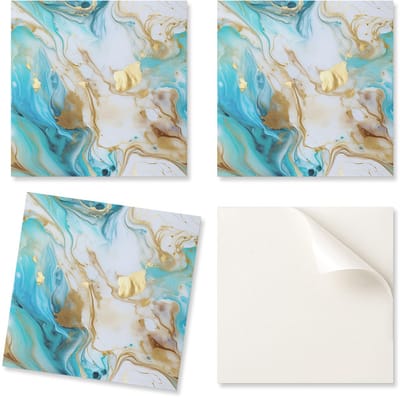 Pak zelfklevende vinyltegels met abstract golven- en stippenpatroon, 20x20x20 cm