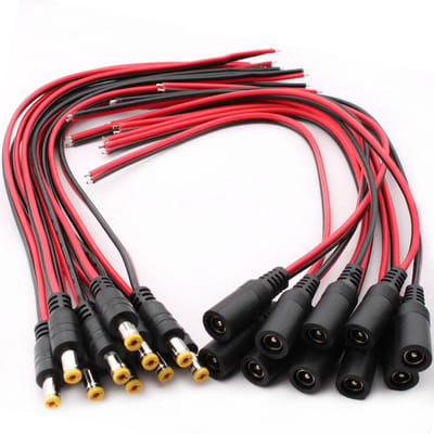 20PCS 18AWG 5.5mm x 2.1mm DC Power Pigtail Kabel voor Beveiligingscamera's en LED Strips, 12V 5A Connectoren