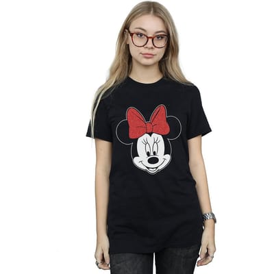 Disney Dames/Dames Minnie Mouse Hoofd Katoenen Vriendje T-shirt (Zwart)