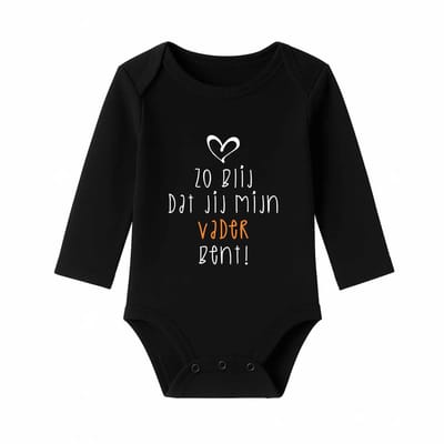 Romper met Tekst Baby – Zo blij dat jij mijn vader bent – Zwart – Lange mouw – Maat 74/80