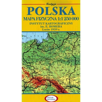 Fysieke Kaart van Polen 1:1 250 000. Heruitgave. Lviv 1939 J.