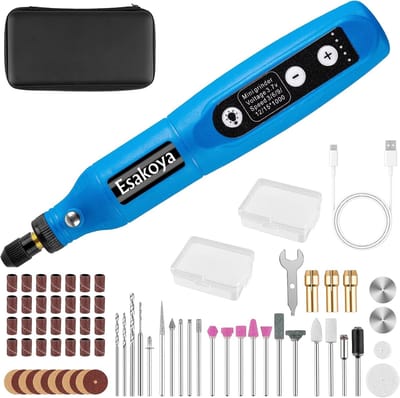 Draadloos Draai Gereedschap - Mini Multifunctioneel - Klusjes en Hobby's - 5 Snelheden Type-C - 19.99 x 9.98 cm - Blauw