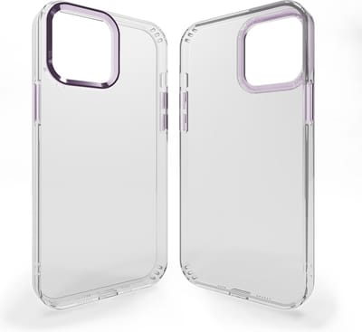 Coverzs telefoonhoesje geschikt voor Apple iPhone 12 Pro Max hard case met metalen camera bumper - doorzichtige hard cover met opstaande randen rondom camera - camera bescherming - paars