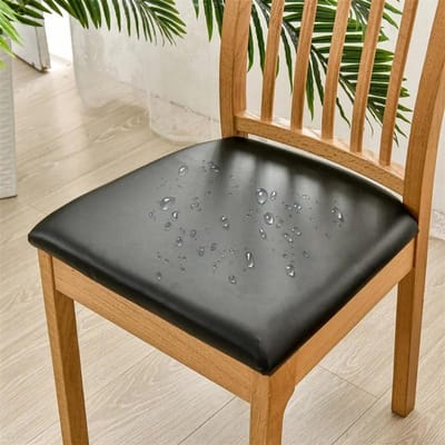 1 stuks waterdichte stoelhoes effen kleur PU leer eetstoel slipcover anti-vuil keukenstoelhoes voor Thuis Banket Kantoor 1pc chair cover gray