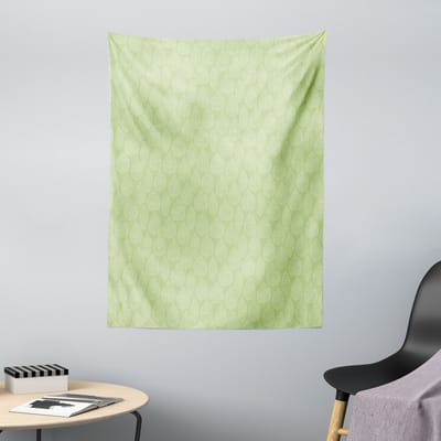 ABAKUHAUS Groen-wit wandtapijt, abstract bladmotief, 110 x 150 cm, pistachegroen wit