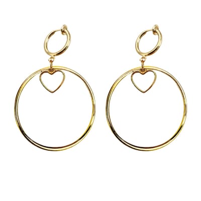 Klem oorringen - goudkleurig - hart - geen gaatje- Charme Bijoux
