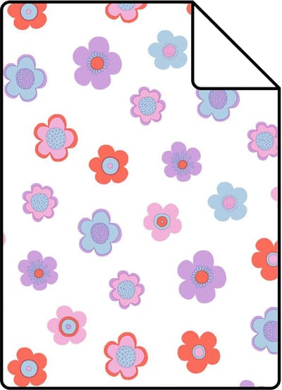Proefstaal ESTAhome behang bloemetjes meerkleurig - 26.5 x 21 cm - 131571-S