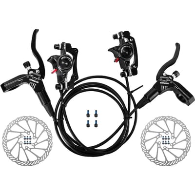 Fiets hydraulische schijfremmen voor achter remklauwen set voor MTB mountainbike links rechts remhendel Front left & Rear right & 160mm rotor zwart