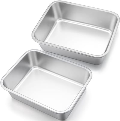 Dailygoods- Ovenvorm - Set van 2 - Roestvrij staal - Rechthoekig - Lasagnevorm - Duurzaam - 27 x 21 x 8 cm - Ovenschotel