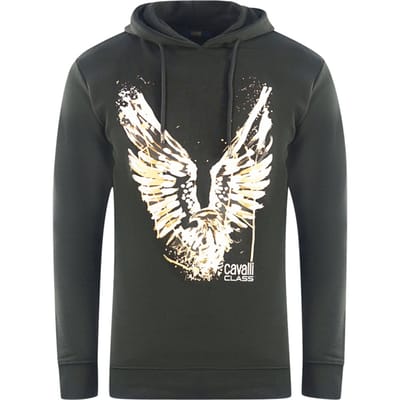 Cavalli Class Gouden Arend Logo Zwarte Hoodie