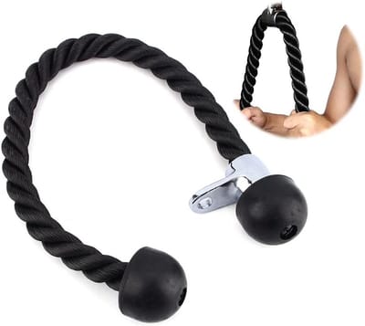 Tricep Touw voor Pull Down Oefeningen - Nylon Fitness Kabel voor Bodybuilding en Krachttraining - 70cm Zwart