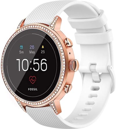 Strap-it Siliconen bandje 18mm - geschikt voor Fossil Gen 5e 42mm / Gen 6 42mm - Huawei Watch GT 4 - 41mm - Huawei Watch GT 5 - 41mm / GT 5 Pro - 42mm - Withings ScanWatch 2 - 38mm / ScanWatch Light / Steel HR 36mm - wit