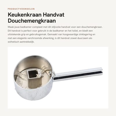 Dailygoods- Keukenkraan Handgreep - Verchroomd - Zinklegering - 45mm Klepkern - Badkamerkraan - Duurzaam en Ergonomisch