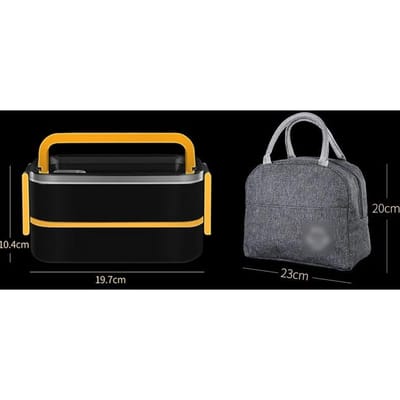 304 Roestvrijstalen Lunchbox met Thermische Tas Dubbel Compartiment Bento Box Magnetron School Kantoor Voedselopbergcontainers