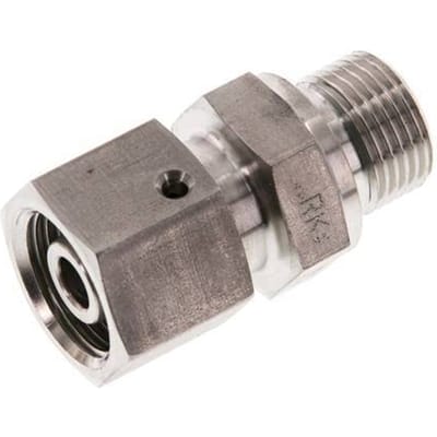 10S & G3/8'' RVS Rechte Draaidoorvoer Buitendraad 630bar FKM O-ring en Afdichtconus Verstelbaar ISO 8434-1