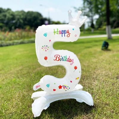 Balloons Anniversaire 32 Pouces Colonne d'Année Couronne de Fête Nombre Arrivée Première Fille Joyeuse Banquet Douche Ins Bébé 32 Inch 5