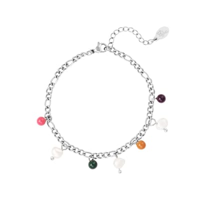 Armband gekleurde bedels - Yehwang - Armband - One size - Zilver