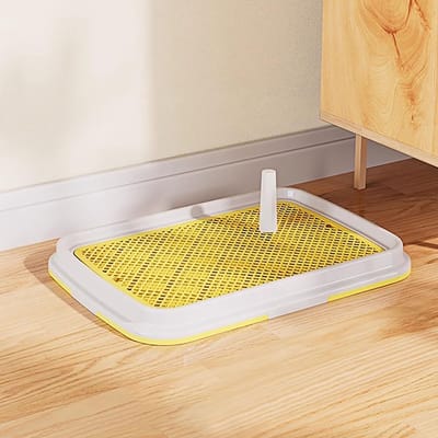 Hondentoilet Binnen - Puppy Plasbak - Zindelijkheidstraining - Verhoogd Spatvrij Ontwerp - 45 x 33 cm - Geel