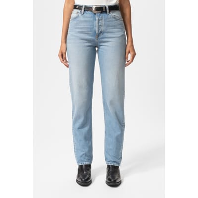 Nudie Jeans Lofty Lo Blue Fever Light Indigo Size: W24L28 | Straight Pants Outlet | Dames | Blauw