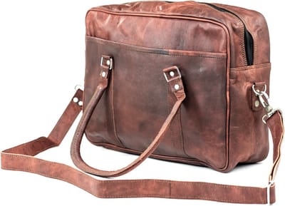 OnceDoce® Urban Chique Laptoptas Schoudertas Echt LeerCrossbody Tas ‘Montevideo’ 15 inch – 37x28x10 cm - Model nr 056