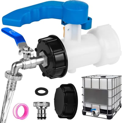 Adapter Kogelkraan, IBC Container Klepkraan DN40 62mm, IBC Tank-accessoires Tank-afvoerkraan, met 3/4 inch waterkraan, afsluitkraan, uitloopkraan, klepkraan voor IBC-container, waterreservoir