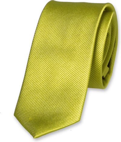 E.L. Cravatte Smalle Stropdas - Lime - 100% Zijde