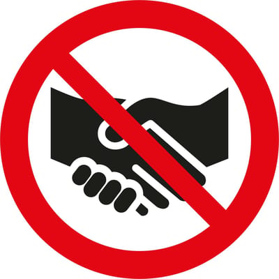 Pickup bord Wij geven u geen hand - We do not shake hands with you - Nous ne te serrons pas la main - Wir geben Ihnen nicht die Hand - social distance