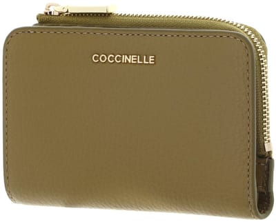 COCCINELLE Leren portemonnee Metallic Soft Wallet Seagrass kaki