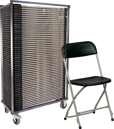 50 x klapstoel Titan | in transportkar | actiepakket | zwart met linking