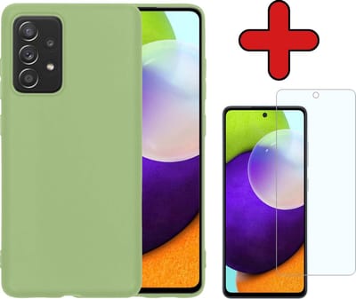 Hoesje - Met Screenprotector - Geschikt voor Samsung Galaxy A52 - Sterk & Shockproof - Telefoon Hoes - Back Cover - Siliconen Case - Telefoonhoes - Groen