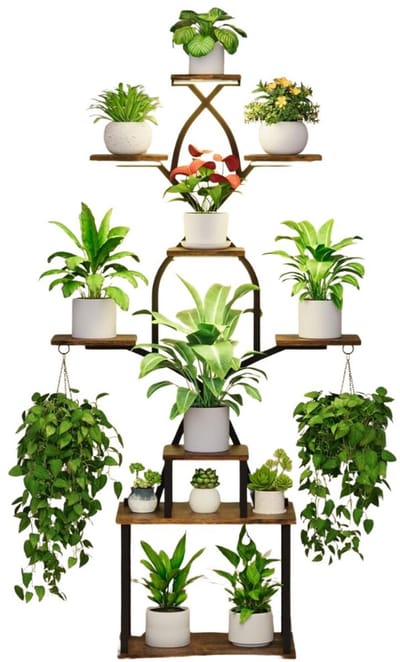 White-Label® Plantentafel - Plantenrek Buiten - Plantensteun - Plantenstandaard - Hout