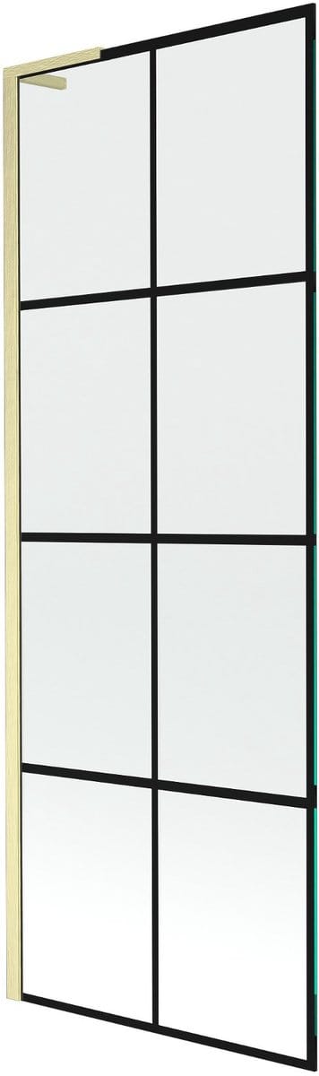 Mexen Next L badwand 1-deurs 70 x 150 , zwart raster, goud geborsteld - 895-070-000-03-77-55