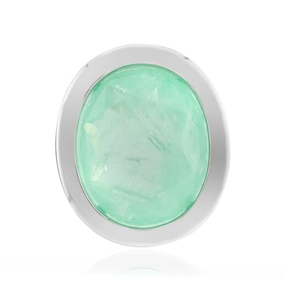 Cavill - Zilveren Hanger - 925 Sterling Zilver Gerhodineerd - 3,564 ct Pastelgroene Ovale Kwarts - Elegante Minimalistische Monosono