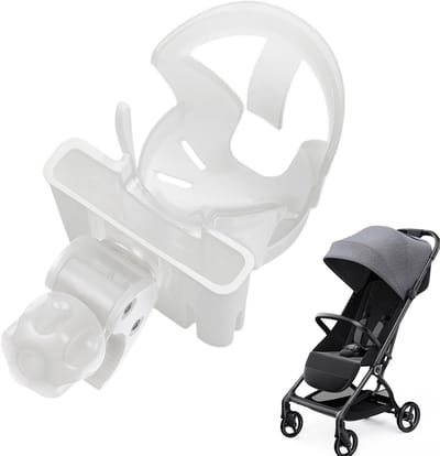 Bekerhouder Kinderwagen - Fleshouder Organizer - Onderweg Spullen - 360 Graden Draaibaar - Universele Pasvorm - Wit