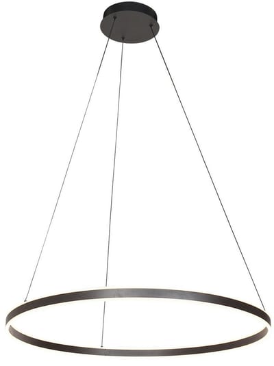 Hanglamp Ringlux 3675ZW zwart met LED ring Ø80, hoogte instelbaar, trendy design, Steinhauer, metaal en kunststof materialen
