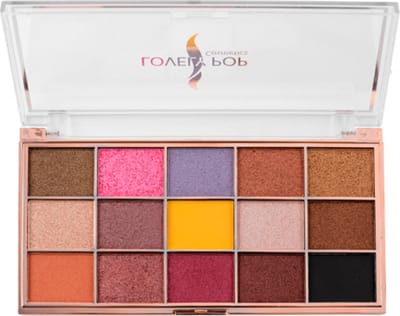 Lovely Pop Cosmetics - Oogschaduw Palette - 15 Tinten bruin/goud/kaki/roze/paars/beige/oker/zwart - 1 Doos met 21 gram inhoud - Afmeting doos: 16,2 x 8,3 centimeter - Nummer 05