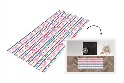 Keukenloper - Loper keuken - Roze - Olifant - Lijn - Design - 120x50 cm - Keukenloper vinyl