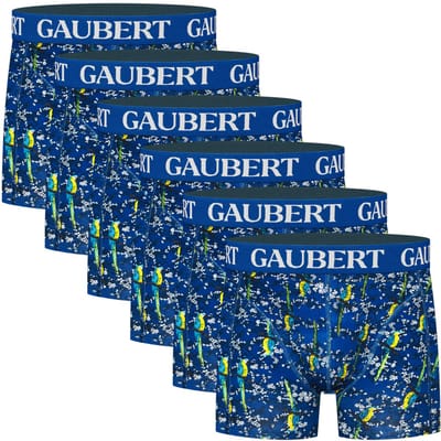 Boxershorts met print | Katoen | Merk: Gaubert | Kleur: Blauw | Papegaai | Heren | 6 stuks