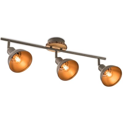 Landelijke LED Opbouwspot Denver - Naturel - 58/10.5/24cm - Dimbaar - plafonniere gemaakt van hout en metaal - inclusief LED lichtbron - E14 fitting - 4W - 400lm - 2700K - warm wit licht