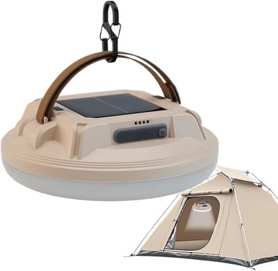 Zonne-energie Campinglampen - Oplaadbare LED Lamp - Buitenverlichting - 4 Verlichtingsstanden - 15.8 x 15.8 x 5.8 cm - Beige