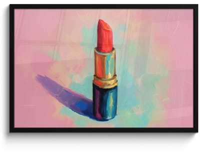 Poster in lijst - Fotolijst 90x60 cm - Posters - Lippenstift - Rood - Penseelstreken - Posterlijst zwart - Decoratie - Wanddecoratie woonkamer - Muurdecoratie slaapkamer