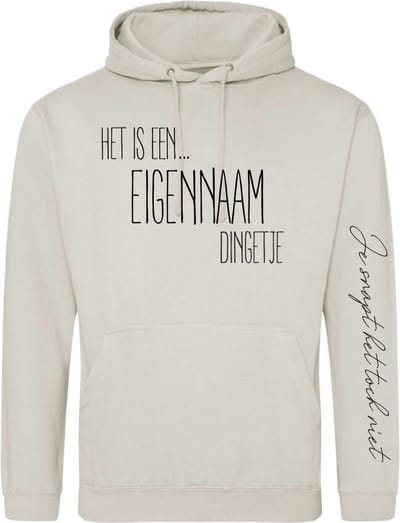 Camping hoodie - Hoodie Beige - Het is een 'naam' dingetje Je snapt het toch niet - Dames - Maat S