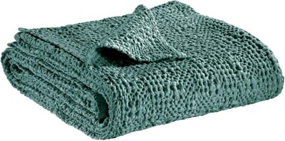 Grote Woondeken Katoen Honingraat Structuur Groen 180x260 - Stonewashed Plaid
