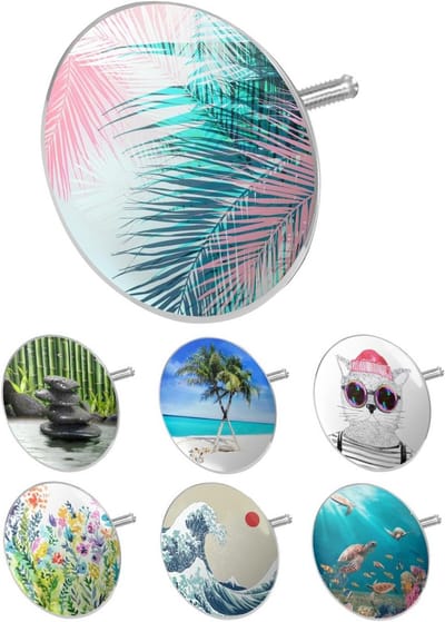 Universele Badstopper met Palmbladeren Motif - Drievoudige Afdichting en Verstelbaar