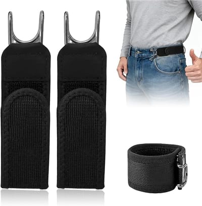Riemen zonder gesp voor heren en dames, verstelbare klittenband riem met metalen haken, ideaal voor dagelijks gebruik en comfort