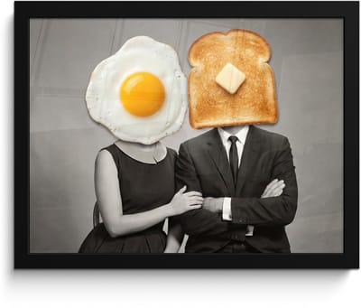 Poster in lijst - Fotolijst 40x30 cm - Posters - Ontbijt - Koppel - Ei - Brood - Posterlijst zwart - Decoratie - Wanddecoratie woonkamer - Muurdecoratie slaapkamer