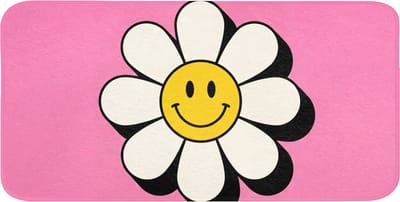 WC mat 120x60 cm - Antislip - Smiley - Bloem - Roze - Toiletmat - Vloermat - Douchemat - Toilet tapijt - Toiletmatten