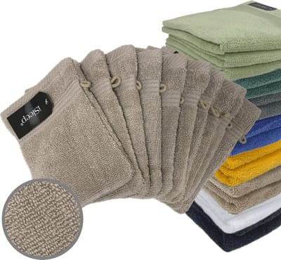 iSleep Terry Washandje - 10 Stuks - 16x22 cm - Taupe