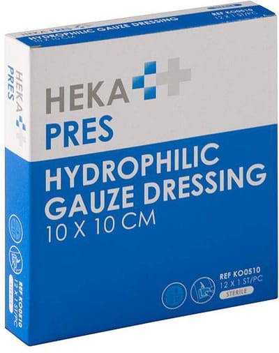 HEKA Steriel gaas - gaaskompres 10 x 10 cm - EHBO Gaasjes - 12 stuks